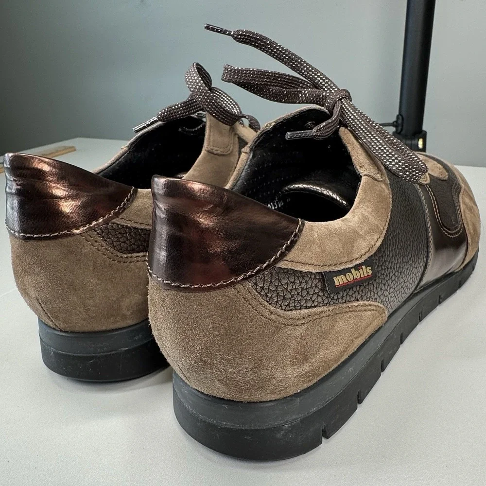 Mephisto Mobils Patrizia Brown Leather Wedge Sneakers Womens Size 7.5 US 5 EUR